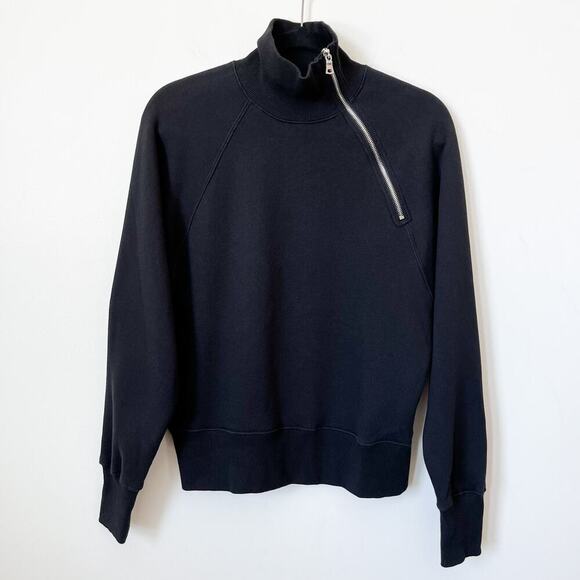 Marissa Webb So Uptight Funnel Neck Zip Sweatshirt Black XS Minimalist Neutral - Picture 4 of 14